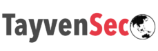 TayvenSec logo featuring grey and red text with a black globe symbol representing cyber security.